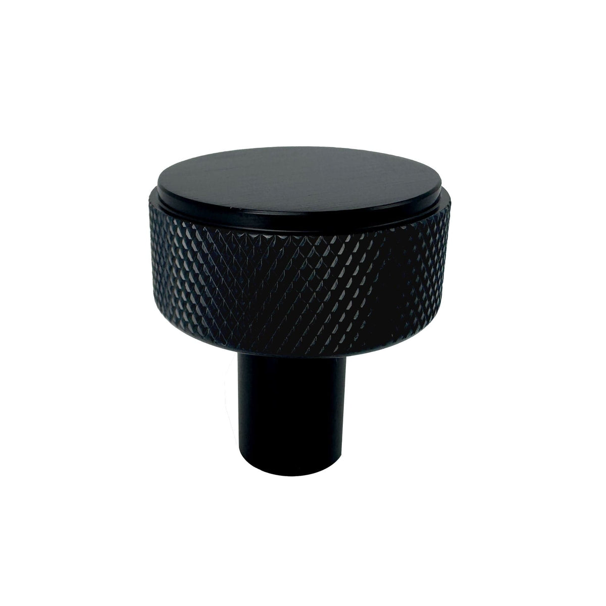 Matte Black Knurled Disc Cupboard Knob 32mm | Mucheln