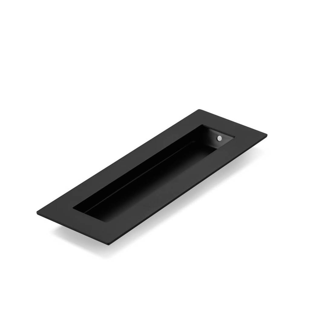 Matte Black FLUSH PULL Rectangle Handle 150mm - Front View | Mucheln Door Hardware