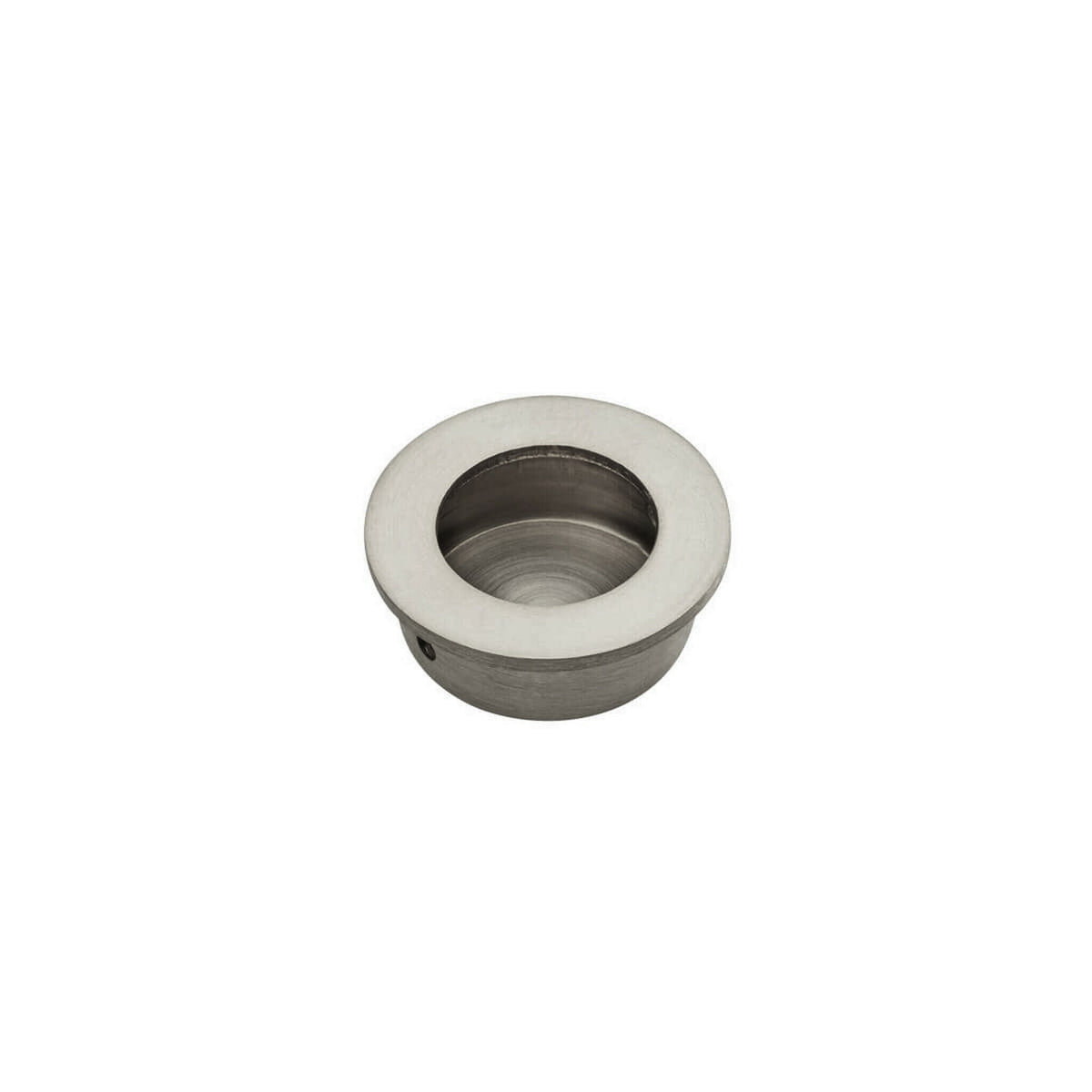 Satin Nickel FLUSH PULL Round Handle 30mm Open Design - Front View | Mucheln Door Hardware