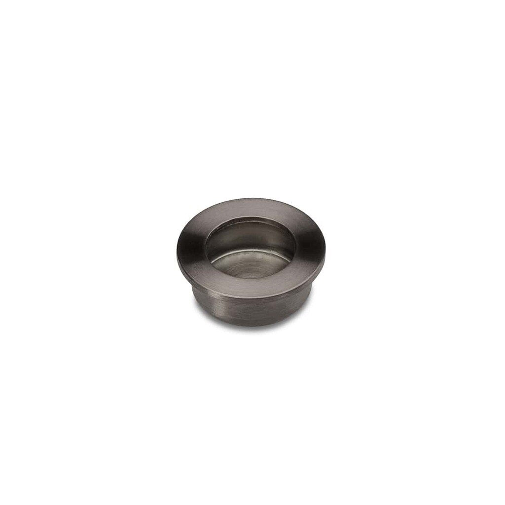 Gunmetal Grey FLUSH PULL Round Handle 30mm Open Design - Front View | Mucheln Door Hardware