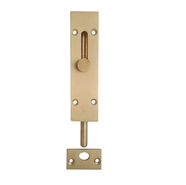 Brushed Brass Flush Door Bolt 128mm