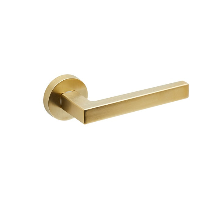 BRUSHED BRASS Door Handle PASSAGE I Mucheln Series II - Front View